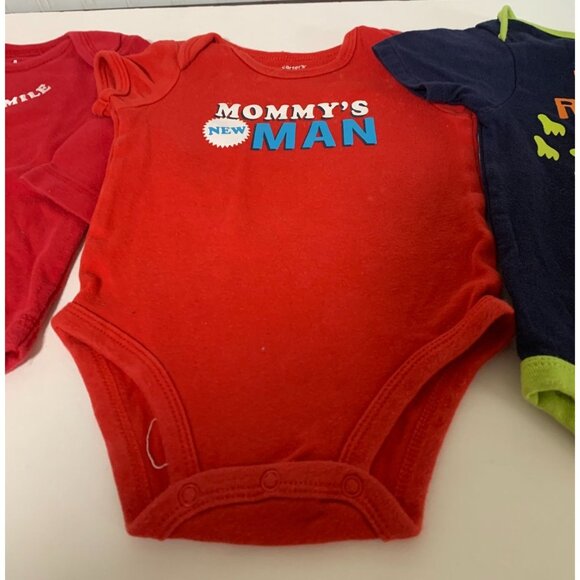 Lot of 3 Bodysuit Boys infant Baby Siz 6 months red blue Baby Gap Long SLeeve Fi - Picture 4 of 5